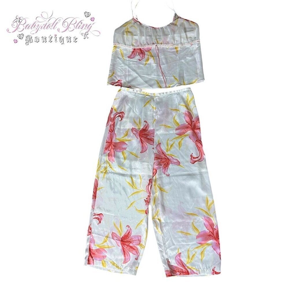 Deanne & white intimates 2 piece set tank top and bottoms floral milkmaid y2k